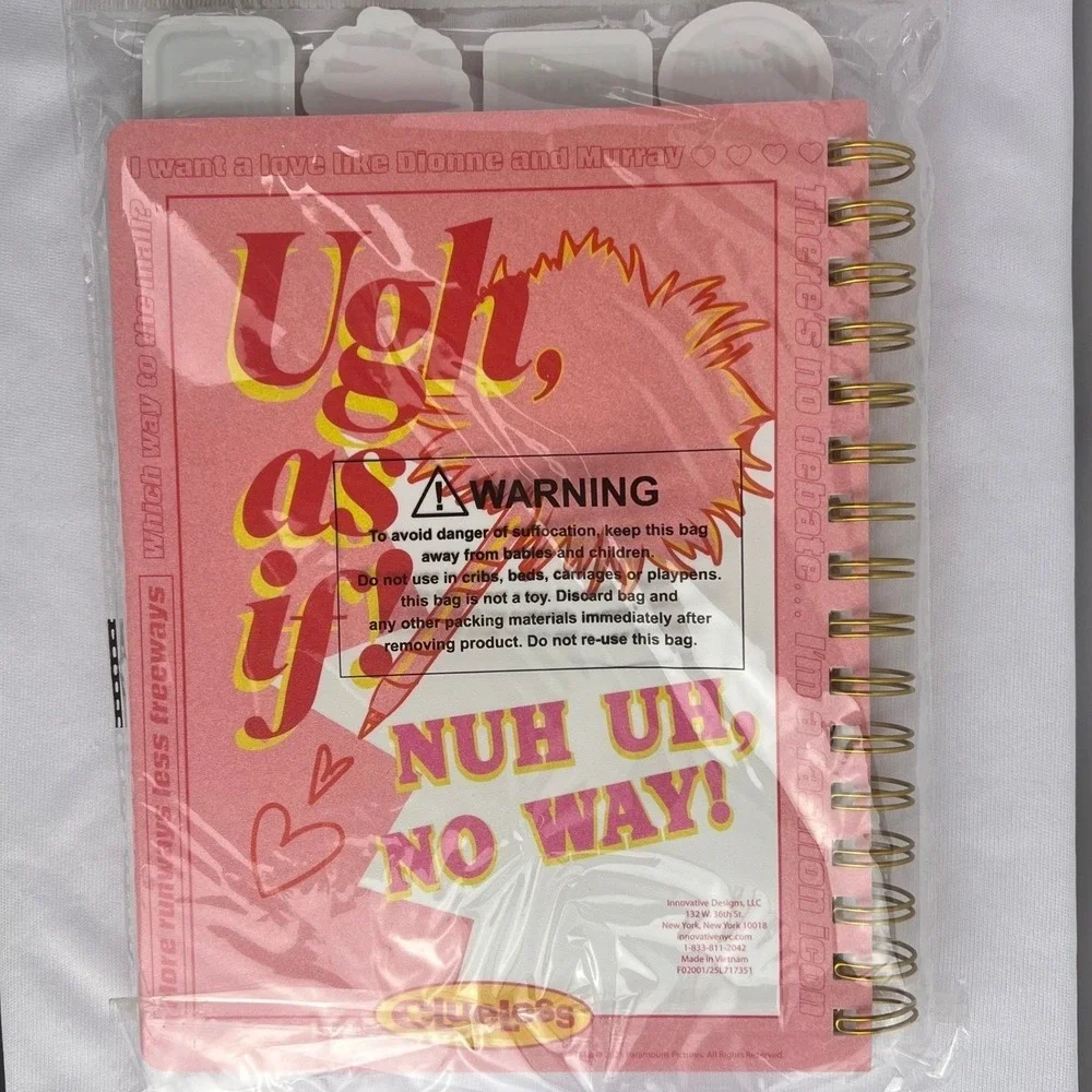 Clueless 30th Anniversary Journal 96 Sheets with Stickers Pink Spiral Notebook
